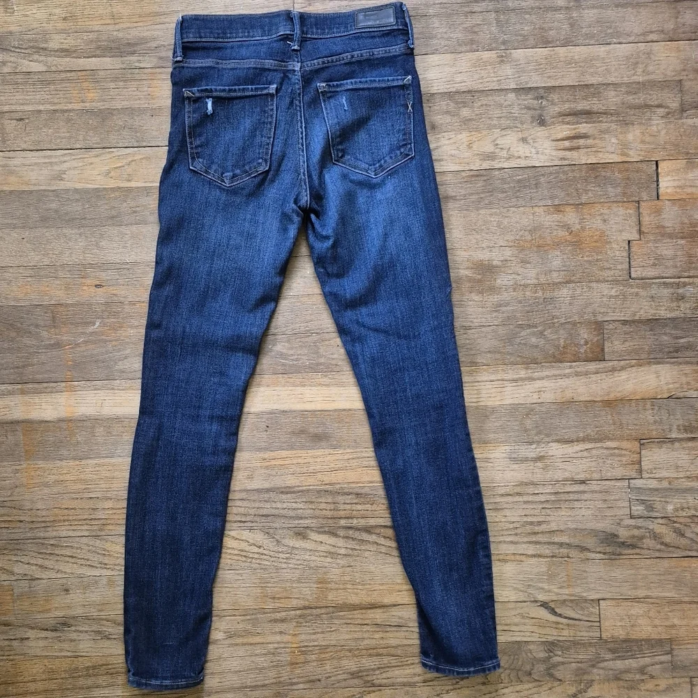 Express Women's Mid-Rise Stretch Blue Distressed Legging Jeans - 0R